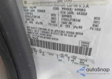 2000 Ford F-350 Lariat/Xl/Xlt from USA, damaged, VIN 1FTSF30L8YEB14930